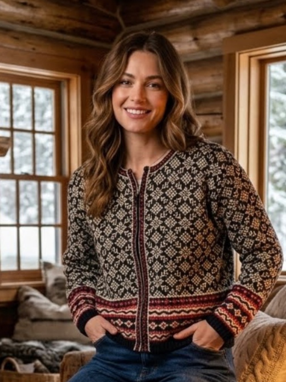 Vintage Nomadic Traders Nordic Scandinavian Fair Isle Cardigan Sweater Medium